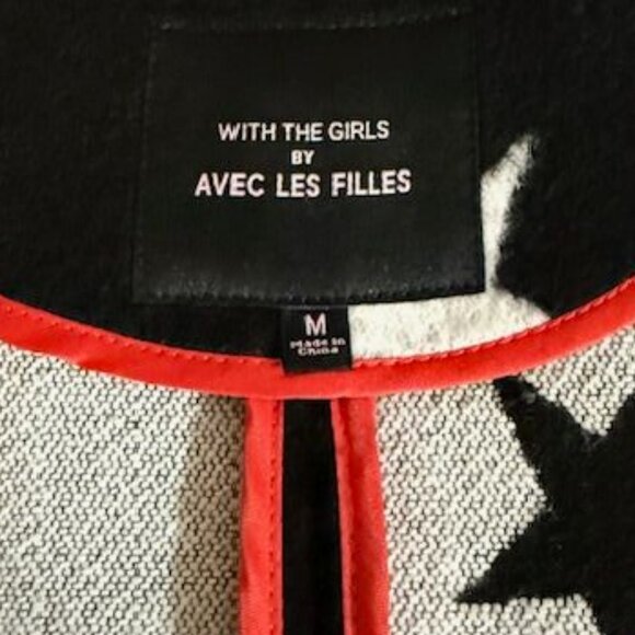 NWOT Avec Les Filles Black White Star Long Coat - Picture 12 of 13